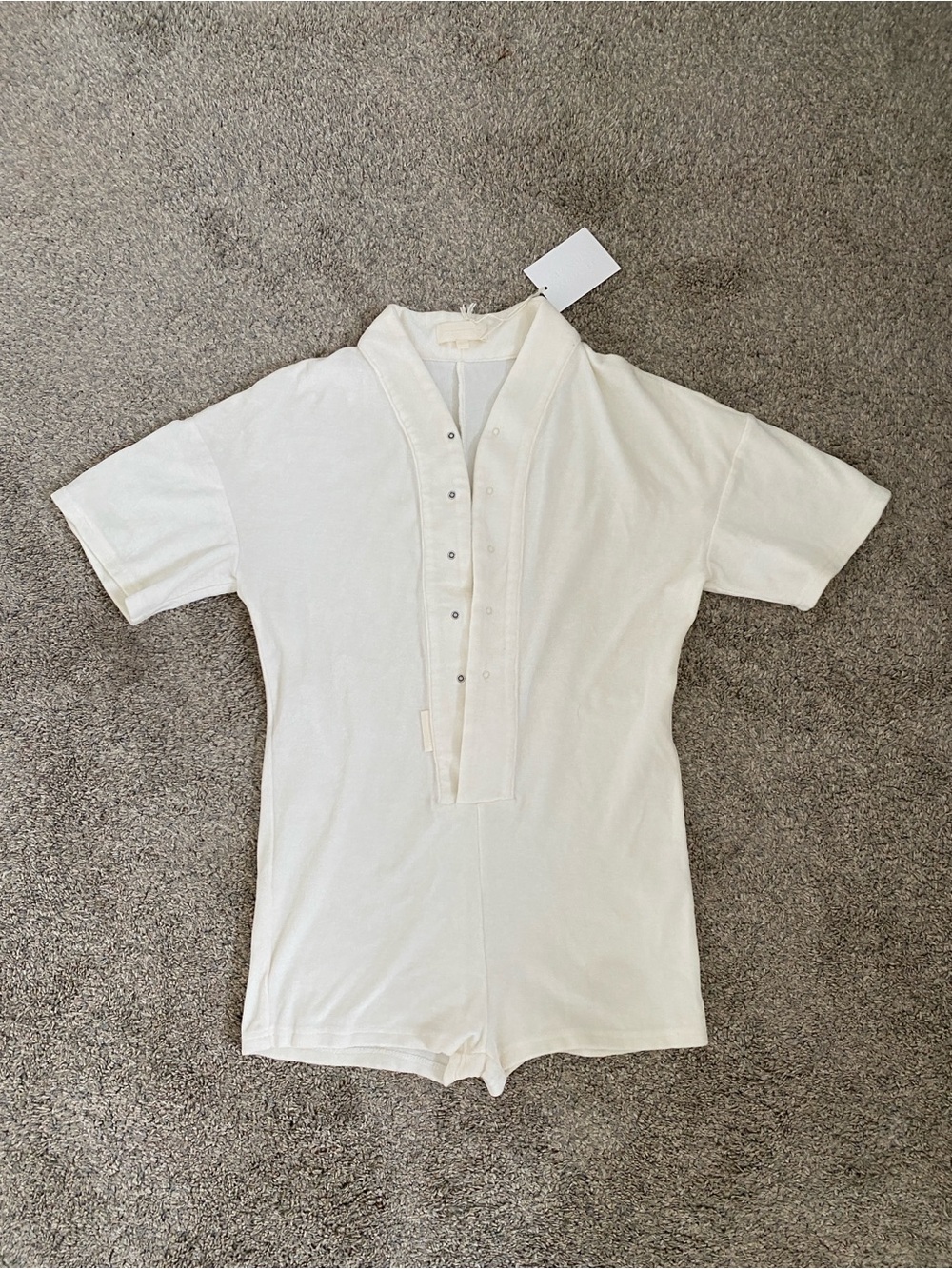NEW ✨ My Mum Made It Organic Cream Short Sleeve Snap Up Romper Jumpsuit
